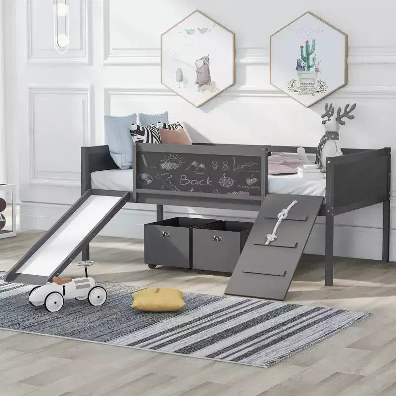 Whisen 78.5L x 79.2W Cama alta de tamaño individual con diseño moderno y dos cajas de almacenamiento