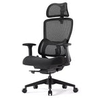 Silla de oficina ergonómica de malla con soporte lumbar 3D, reposacabezas y reposabrazos ajustables