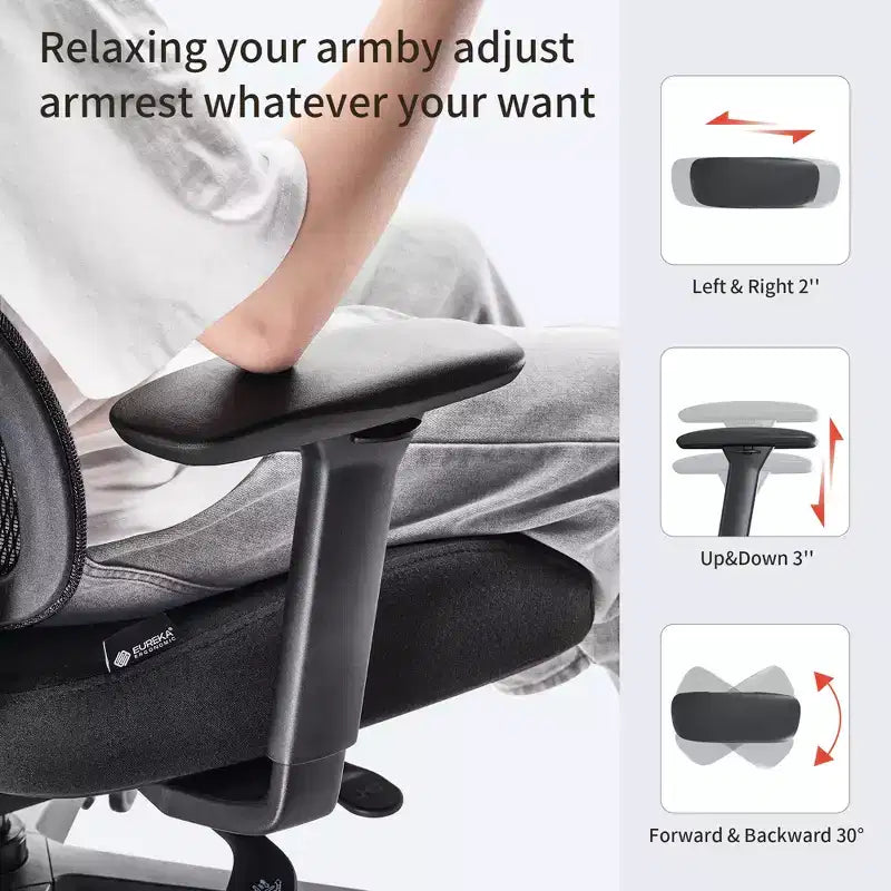 Silla de oficina ergonómica de malla con soporte lumbar 3D, reposacabezas y reposabrazos ajustables