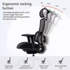 Silla de oficina ergonómica de malla con soporte lumbar 3D, reposacabezas y reposabrazos ajustables