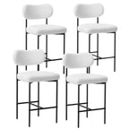 Juego de 4 taburetes de bar tapizados modernos de altura de mostrador de piel sintética de oveja de 26" negros