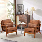 Sillón Acentual de Madera Maciza de Mediados de Siglo con Tapicería y Cojín de Soporte Lumbar