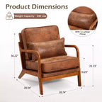 Sillón Acentual de Madera Maciza de Mediados de Siglo con Tapicería y Cojín de Soporte Lumbar