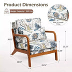 Sillón Acentual de Madera Maciza de Mediados de Siglo con Tapicería y Cojín de Soporte Lumbar