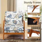 Sillón Acentual de Madera Maciza de Mediados de Siglo con Tapicería y Cojín de Soporte Lumbar