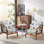 Sillón Acentual de Madera Maciza de Mediados de Siglo con Tapicería y Cojín de Soporte Lumbar