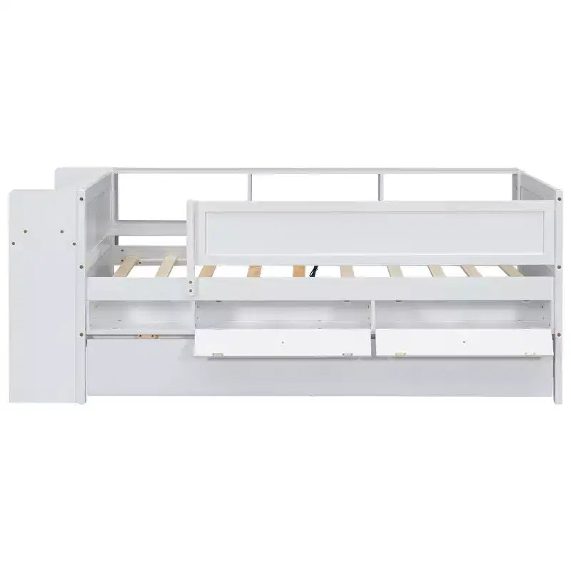 Cama Nido Twin con Cajones, Nido, Cabecero, Mesa de Almacenamiento, Carga USB