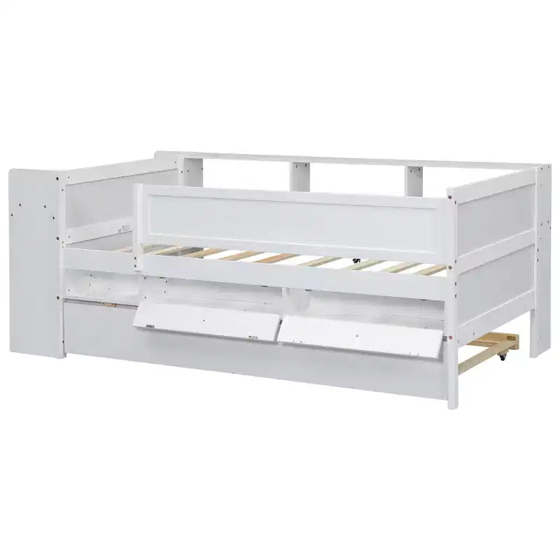 Cama Nido Twin con Cajones, Nido, Cabecero, Mesa de Almacenamiento, Carga USB