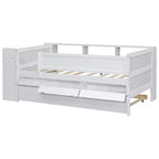 Cama Nido Twin con Cajones, Nido, Cabecero, Mesa de Almacenamiento, Carga USB