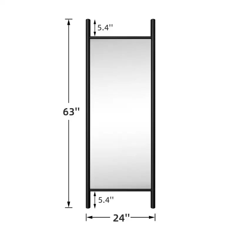 Espejo Rectangular de Cuerpo Entero de Madera con Borde Negro 160x60x2cm