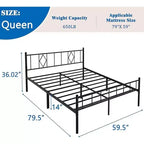 Tamaño Grande, 35.56 cm de Altura, Base de Cama de Metal Clásica con Plataforma, Espacio de Almacenamiento Debajo de la Cama/No Necesita Somier