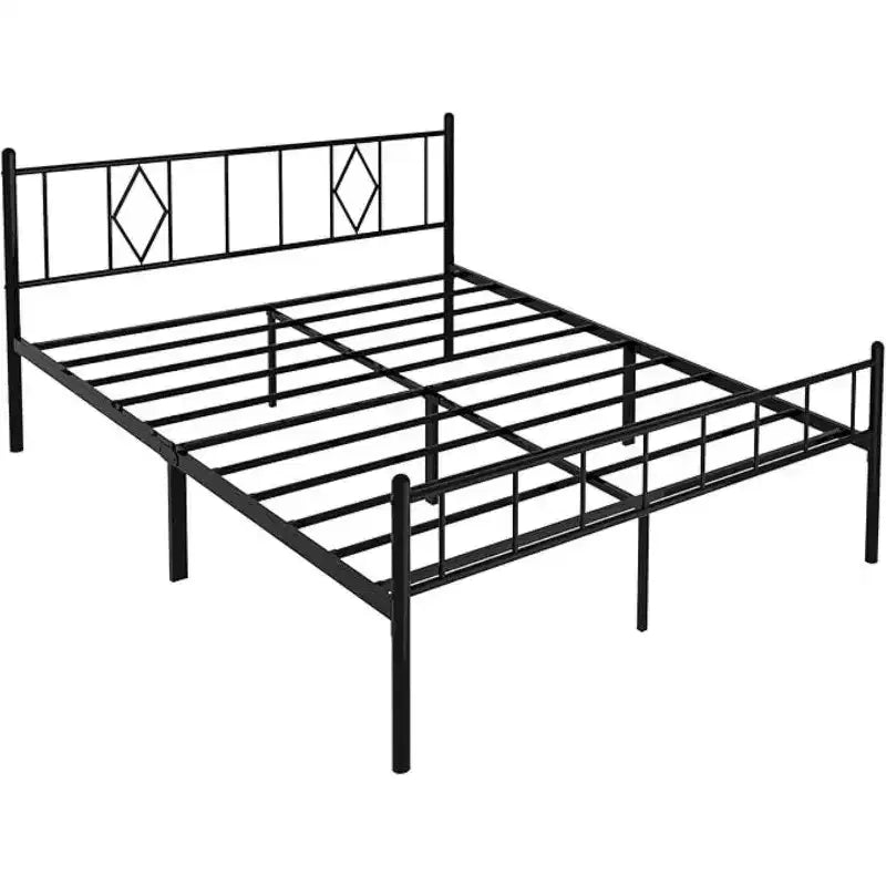 Tamaño Grande, 35.56 cm de Altura, Base de Cama de Metal Clásica con Plataforma, Espacio de Almacenamiento Debajo de la Cama/No Necesita Somier