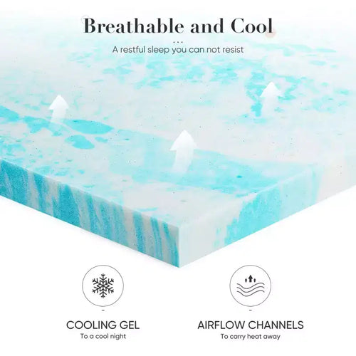 Colchón de Espuma Viscoelástica Azul de 3 Pulgadas Tamaño Queen para una Comodidad Suprema C Solución de Descanso Premium