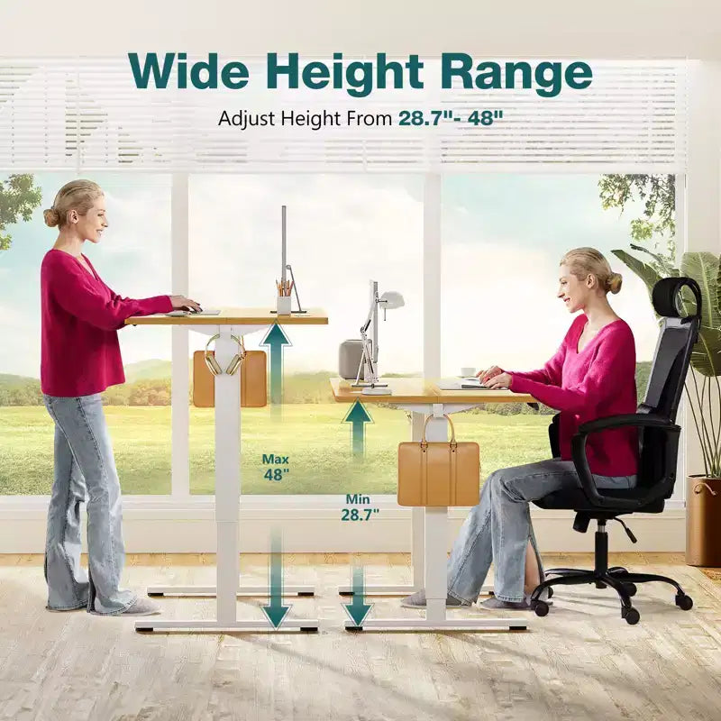 Mesa ergonómica de altura ajustable con soporte metálico en forma de T, estaciones de trabajo de ordenador modernas