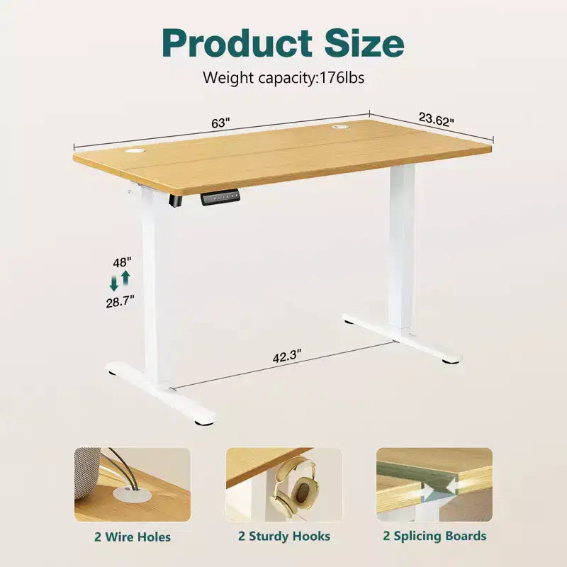 Mesa ergonómica de altura ajustable con soporte metálico en forma de T, estaciones de trabajo de ordenador modernas
