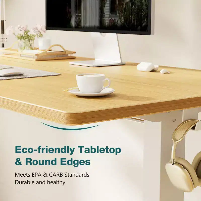 Mesa ergonómica de altura ajustable con soporte metálico en forma de T, estaciones de trabajo de ordenador modernas