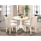 HomeStock Round Kitchen Dining Set Linen Fabric Chairs 36 Inch
