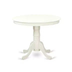 Juego de comedor redondo de 5 piezas con alas abatibles de 91 cm con 4 sillas Parson de tela de lino blanco