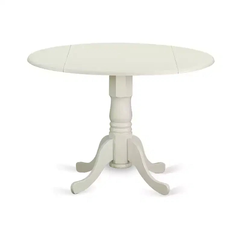 Juego de comedor redondo de 3 piezas con hojas abatibles y 2 sillas estilo Parson de lino color café oscuro y blanco