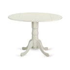 Juego de comedor redondo de 3 piezas con hojas abatibles y 2 sillas estilo Parson de lino color café oscuro y blanco
