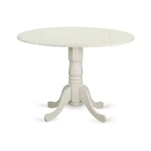 Juego de comedor redondo de 3 piezas con hojas abatibles y 2 sillas estilo Parson de lino color café oscuro y blanco