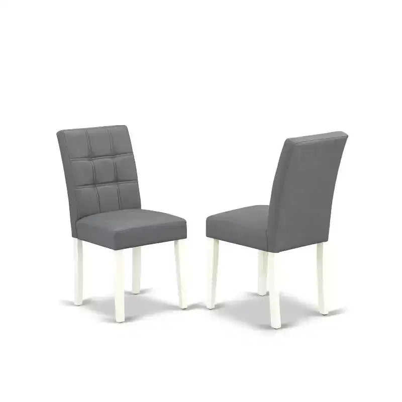 Juego de mesa de comedor redonda de 5 piezas con tablero abatible y 4 sillas, madera de caucho blanca lino