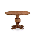 Juego de comedor de pedestal redondo de 7 piezas Nogal antiguo con 6 sillas Parson de lino