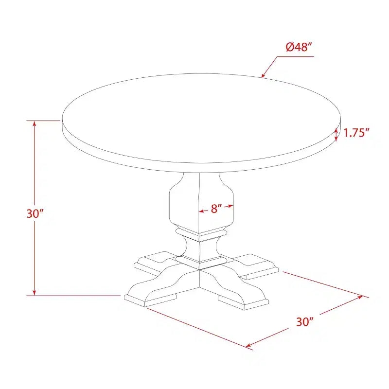Juego de comedor de pedestal redondo de 7 piezas Nogal antiguo con 6 sillas Parson de lino