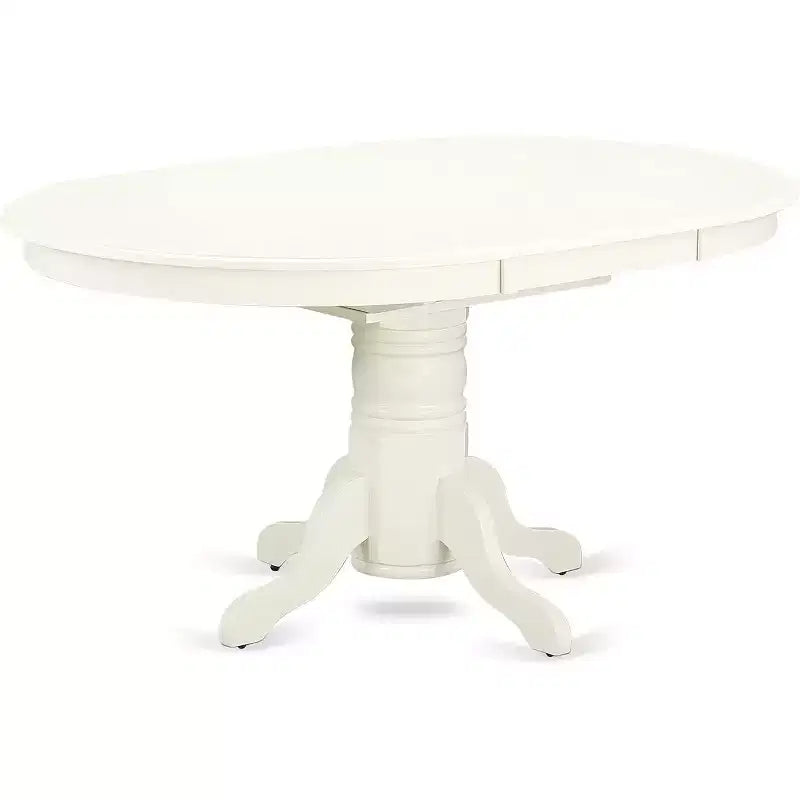 Juego de mesa de comedor ovalada de 7 piezas con 6 sillas de lino blanco de caucho asiático