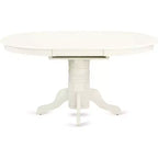 Juego de mesa de comedor ovalada de 7 piezas con 6 sillas de lino blanco de caucho asiático
