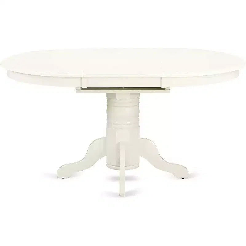 Juego de mesa de comedor ovalada de 7 piezas con 6 sillas de lino blanco de caucho asiático