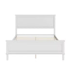 Base de cama de plataforma Full Queen King con cabecero y listones de madera, sin necesidad de somier, blanco y marrón