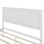 Base de cama de plataforma Full Queen King con cabecero y listones de madera, sin necesidad de somier, blanco y marrón
