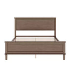 Base de cama de plataforma Full Queen King con cabecero y listones de madera, sin necesidad de somier, blanco y marrón