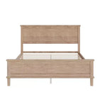 Base de cama de plataforma Full Queen King con cabecero y listones de madera, sin necesidad de somier, blanco y marrón
