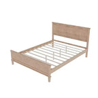 Base de cama de plataforma Full Queen King con cabecero y listones de madera, sin necesidad de somier, blanco y marrón