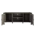 Consola para TV de 60" con puertas de armario de persiana y estantes abiertos