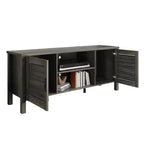 Consola para TV de 60" con puertas de armario de persiana y estantes abiertos
