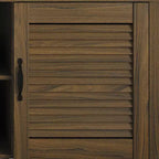 Consola para TV de 60" con puertas de armario de persiana y estantes abiertos