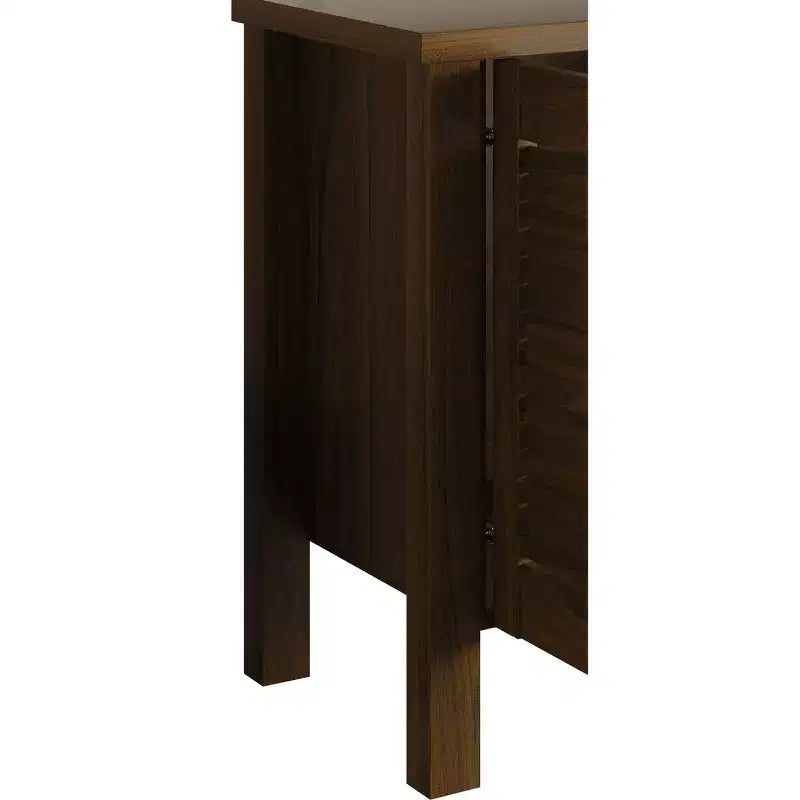Consola para TV de 60" con puertas de armario de persiana y estantes abiertos