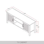 Consola para TV de 60" con puertas de armario de persiana y estantes abiertos