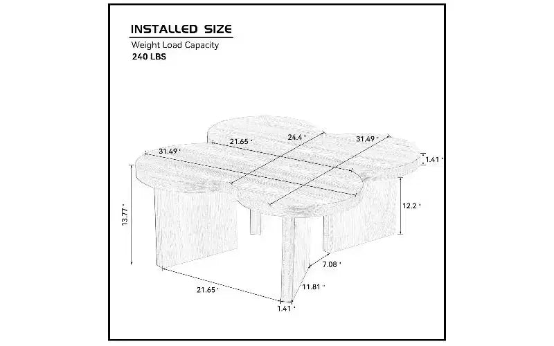 TUYOHW Mesa de centro dividida en forma de mariposa, mesa moderna de 36 mm de grosor para sala de estar y dormitorio, mesa auxiliar de MDF con forma de mariposa