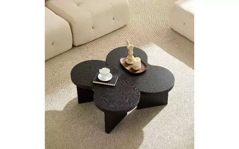TUYOHW Mesa de centro dividida en forma de mariposa, mesa moderna de 36 mm de grosor para sala de estar y dormitorio, mesa auxiliar de MDF con forma de mariposa