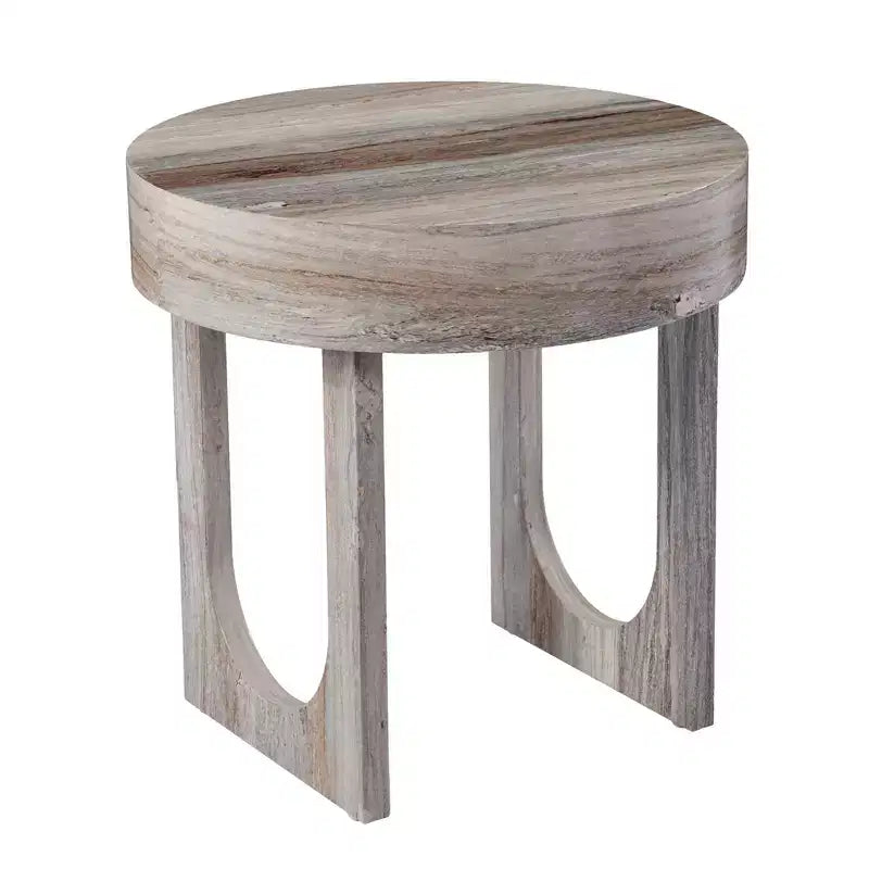 Mesa auxiliar redonda de madera manufacturada, HomeRoots 20, color marrón