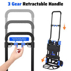 Carretilla de mano plegable 2 en 1 COZONY, 150 kg de capacidad con cesta, mango retráctil y 4 ruedas