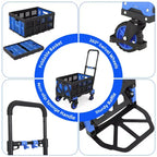 Carretilla de mano plegable 2 en 1 COZONY, 150 kg de capacidad con cesta, mango retráctil y 4 ruedas