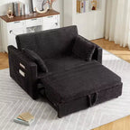 Sofá biplaza convertible de pana de 48" con respaldo ajustable, bolsillos laterales y carga USB