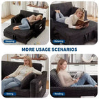 Sofá biplaza convertible de pana de 48" con respaldo ajustable, bolsillos laterales y carga USB