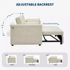 Sofá biplaza convertible de pana de 48" con respaldo ajustable, bolsillos laterales y carga USB