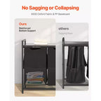 VEVOR Cesto de Ropa Sucia de 3 Secciones, Cesto Grande de Ropa Sucia con Estructura Metálica y Tablero de Madera, Cestas Organizadoras Independientes, Negro